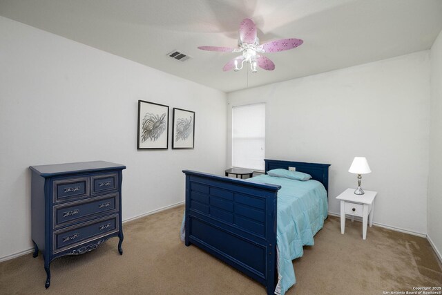 4706 Granite Shls, San Antonio, TX 78244 - bedroom featuring light carpet, baseboards, and a ceiling fan