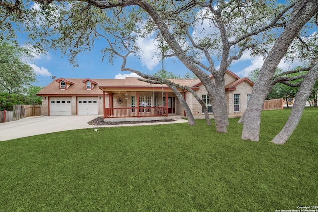 3343 Dove Park Ln, San Antonio, TX 78253 - single story home with an attached garage, concrete driveway, a porch, and brick siding