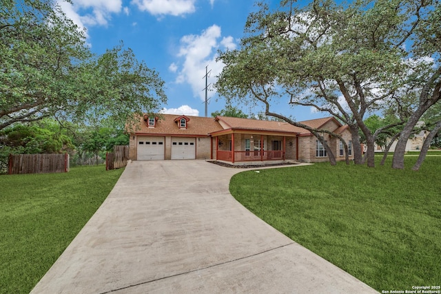 3343 Dove Park Ln, San Antonio, TX 78253 - view of front of property with covered porch, concrete driveway, a garage, brick siding, and a shingled roof