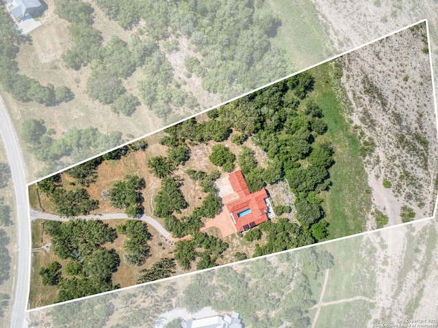 2835 Palomino Spgs, Bandera, TX 78003 - aerial view of property's location with property boundaries highlighted