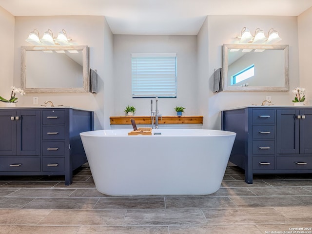221 Harmon, San Antonio, TX 78209 - full bathroom with vanity and a freestanding bath