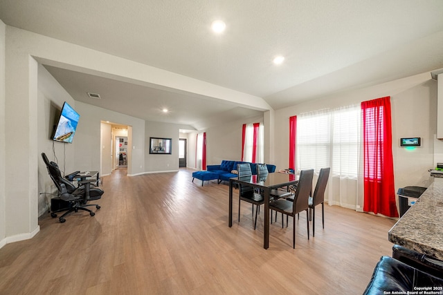 31646 Untrodden Way, Bulverde, TX 78163 - dining room with light wood-style flooring, baseboards, and recessed lighting