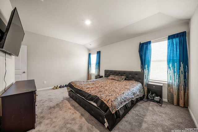 31646 Untrodden Way, Bulverde, TX 78163 - carpeted bedroom with lofted ceiling and baseboards