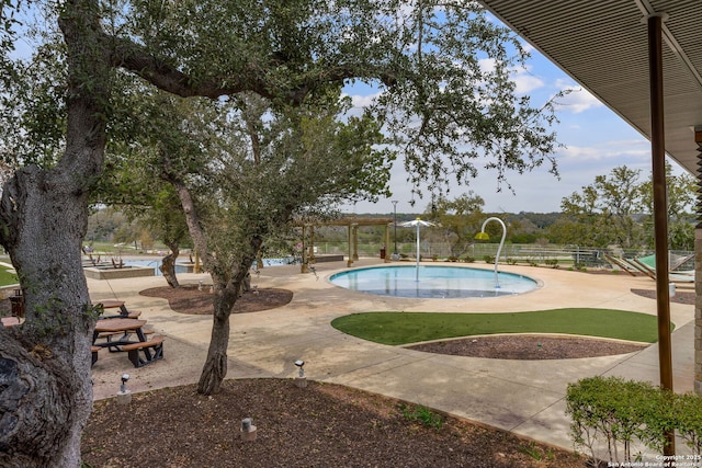 31646 Untrodden Way, Bulverde, TX 78163 - view of swimming pool with a patio area and a pergola