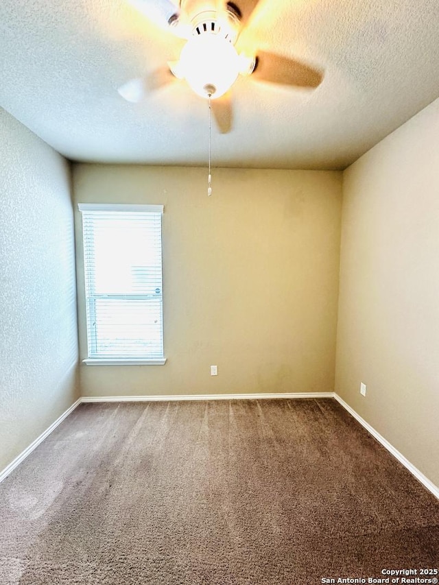 4602 Todds Farm, San Antonio, TX 78244 - unfurnished room with a textured ceiling, carpet, a ceiling fan, and baseboards
