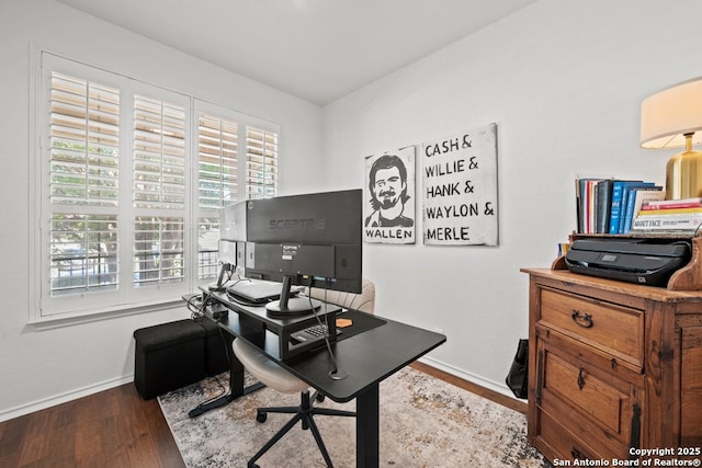 788 San Luis, New Braunfels, TX 78132 - office area featuring baseboards and wood finished floors
