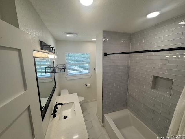 430 Indigo, San Antonio, TX 78216 - bathroom with toilet, a shower, tile patterned flooring, and vanity