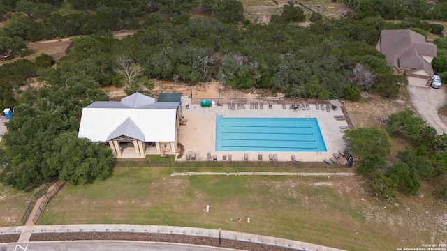 1711 Mountain, San Antonio, TX 78258 - view from above of property with a pool