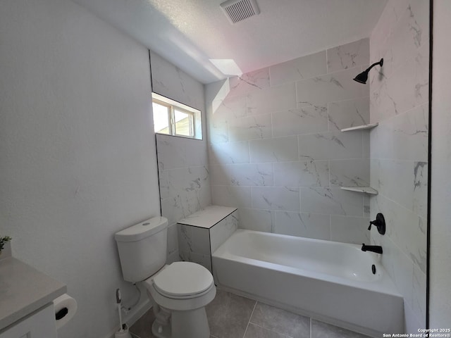 124 Baylor, San Antonio, TX 78204 - full bathroom featuring vanity, toilet, washtub / shower combination, and tile patterned floors