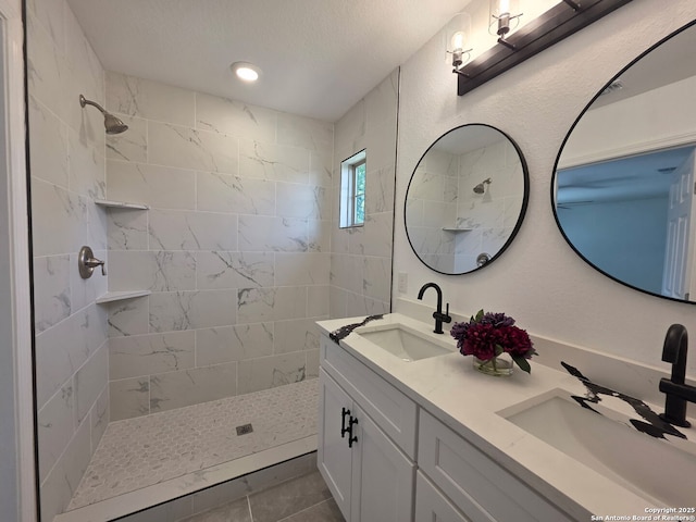 124 Baylor, San Antonio, TX 78204 - bathroom with a walk in shower and double vanity