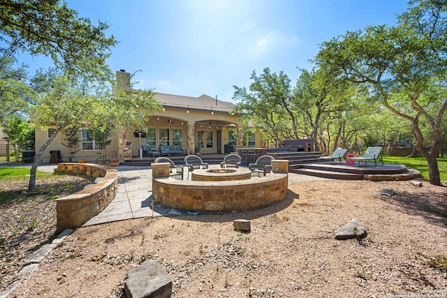 136 Eagle Crst, Spring Branch, TX 78070 - view of yard with a fire pit, a patio area, and a ceiling fan