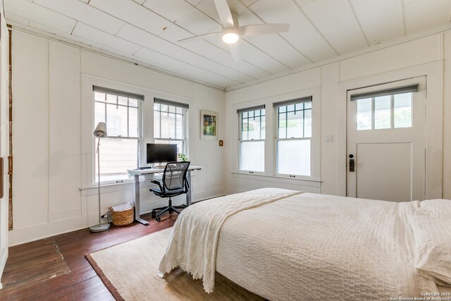 1007AND1013 Fulton, San Antonio, TX 78201 - bedroom featuring wood finished floors, a decorative wall, and ceiling fan