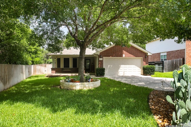 9519 Braun Shr, San Antonio, TX 78250 - view of front facade with a garage, brick siding, and concrete driveway