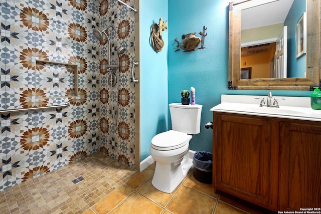9519 Braun Shr, San Antonio, TX 78250 - full bathroom with tiled shower, vanity, and toilet