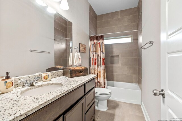 27418 Camellia Trce, Boerne, TX 78015 - bathroom featuring vanity, shower / bath combo, and tile patterned floors
