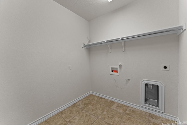 26011 Red Heron, San Antonio, TX 78261 - laundry room featuring hookup for an electric dryer, hookup for a gas dryer, washer hookup, and baseboards