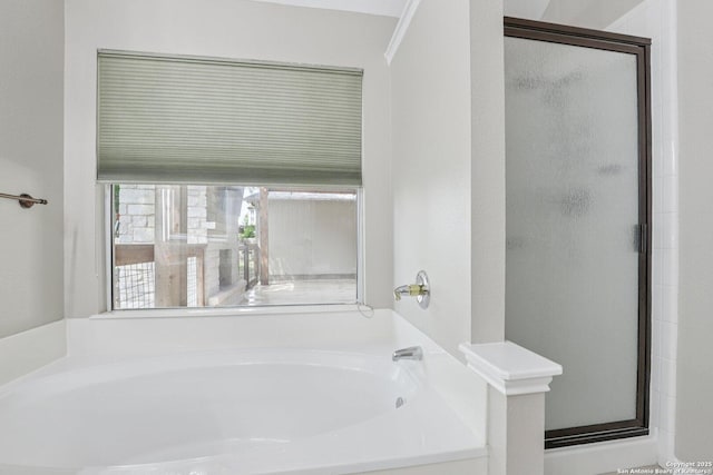 251 Las Brisas, Seguin, TX 78155 - bathroom featuring a shower stall and a garden tub