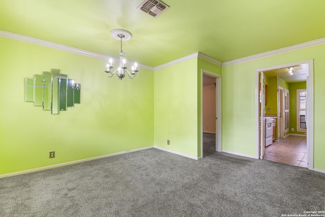 165 W Rampart Unit 204, San Antonio, TX 78216 - carpeted empty room featuring crown molding, a chandelier, and baseboards