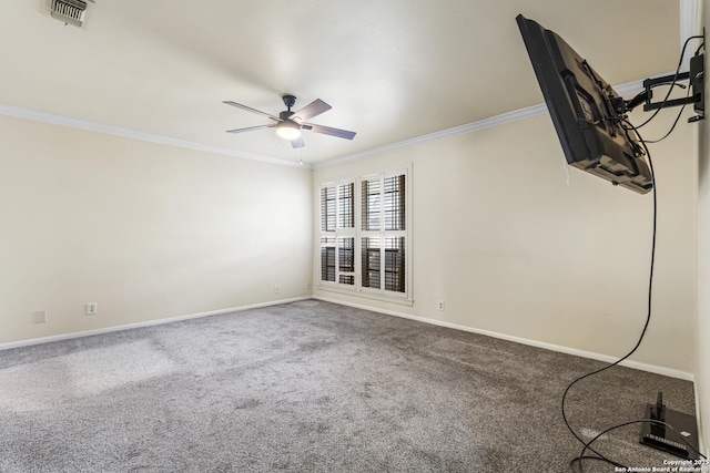 165 W Rampart Unit 204, San Antonio, TX 78216 - carpeted spare room with a ceiling fan, crown molding, and baseboards