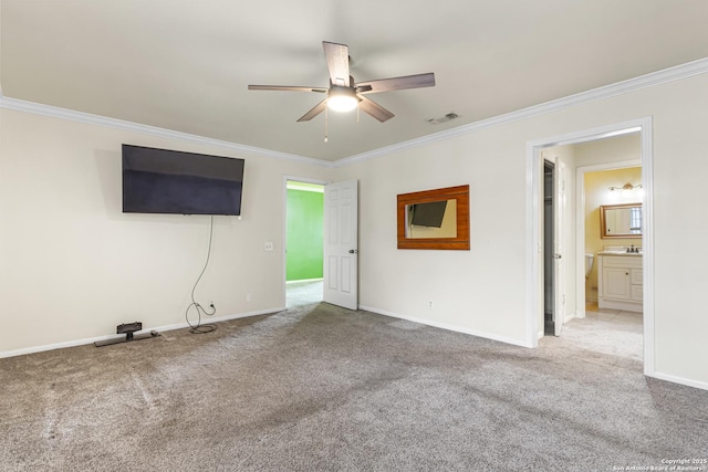 165 W Rampart Unit 204, San Antonio, TX 78216 - unfurnished bedroom featuring carpet floors, crown molding, baseboards, and ceiling fan