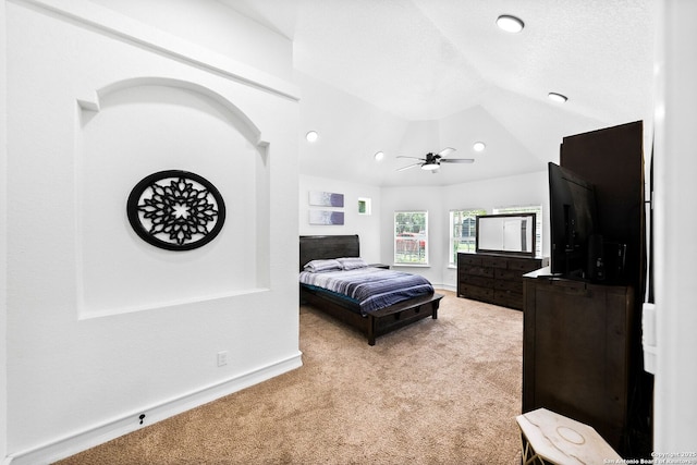 3307 W Salinas, San Antonio, TX 78207 - carpeted bedroom with lofted ceiling, recessed lighting, and ceiling fan