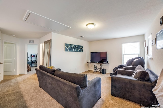 3006 Mission Bell, San Antonio, TX 78224 - living area featuring attic access, light carpet, and baseboards