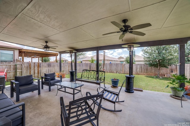 3006 Mission Bell, San Antonio, TX 78224 - view of patio featuring ceiling fan and an outdoor living space