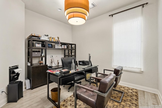 24706 Moorland, San Antonio, TX 78257 - office area featuring wood finished floors and baseboards