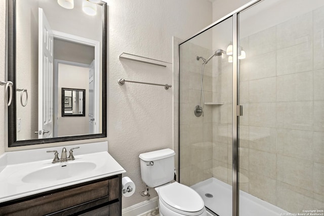 24706 Moorland, San Antonio, TX 78257 - bathroom with vanity, toilet, and a stall shower