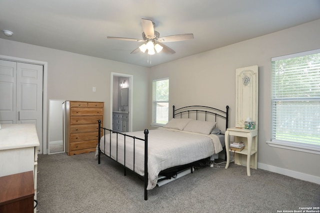 6203 Callen Gln, San Antonio, TX 78233 - bedroom with light colored carpet, baseboards, and a ceiling fan