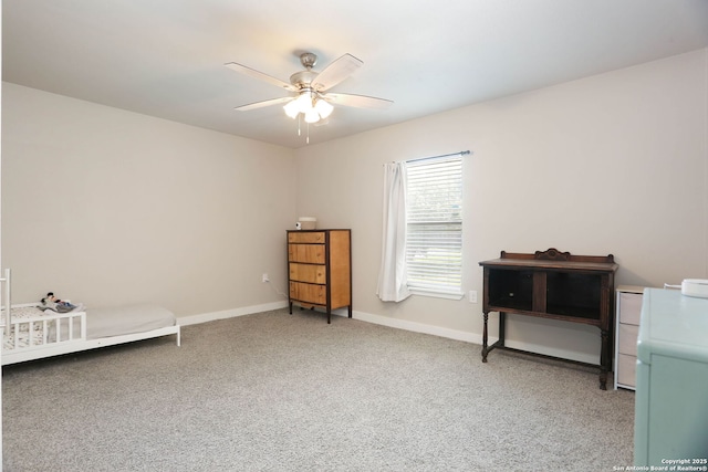 6203 Callen Gln, San Antonio, TX 78233 - bedroom featuring light carpet, baseboards, and a ceiling fan