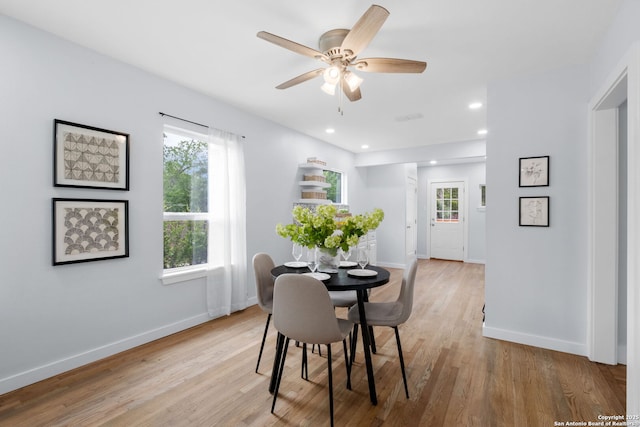 131 New Hvn, San Antonio, TX 78209 - dining room featuring plenty of natural light, light wood-type flooring, baseboards, and recessed lighting