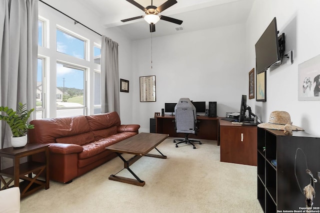 1512 Aubrey Pt, San Antonio, TX 78260 - office area with ceiling fan and light carpet