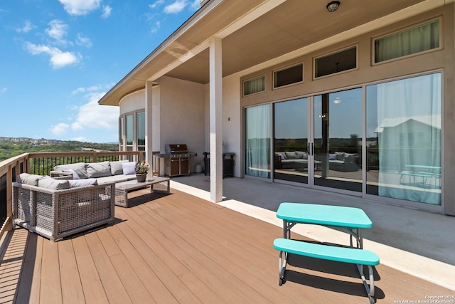 1512 Aubrey Pt, San Antonio, TX 78260 - deck with an outdoor living space and a grill
