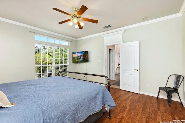 9106 Thomas York, San Antonio, TX 78251 - bedroom featuring wood finished floors, crown molding, and ceiling fan