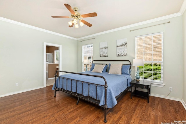 9106 Thomas York, San Antonio, TX 78251 - bedroom with wood finished floors, ornamental molding, and a ceiling fan