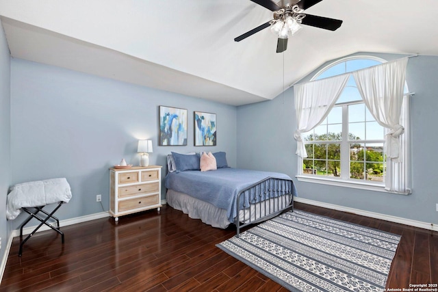 9106 Thomas York, San Antonio, TX 78251 - bedroom with lofted ceiling, wood finished floors, and ceiling fan