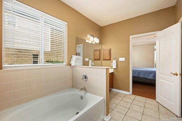 9106 Thomas York, San Antonio, TX 78251 - full bathroom with a garden tub, tile patterned flooring, vanity, and connected bathroom