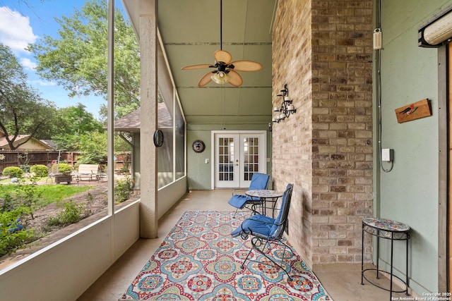 9219 George Kyle St, San Antonio, TX 78240 - sunroom with french doors and ceiling fan