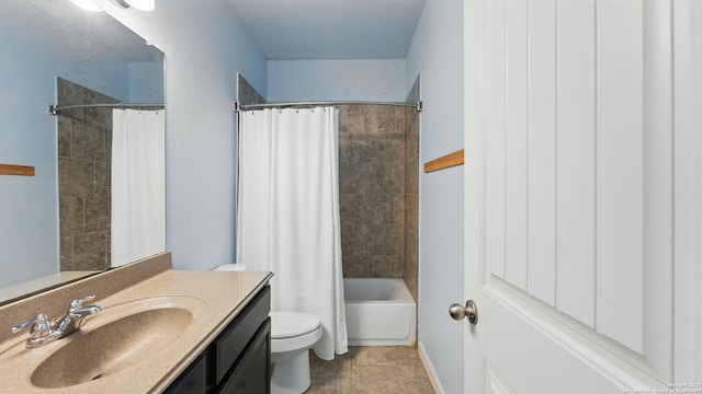 3542 Hurricane, New Braunfels, TX 78130 - bathroom with vanity, toilet, shower / bath combination with curtain, and tile patterned flooring