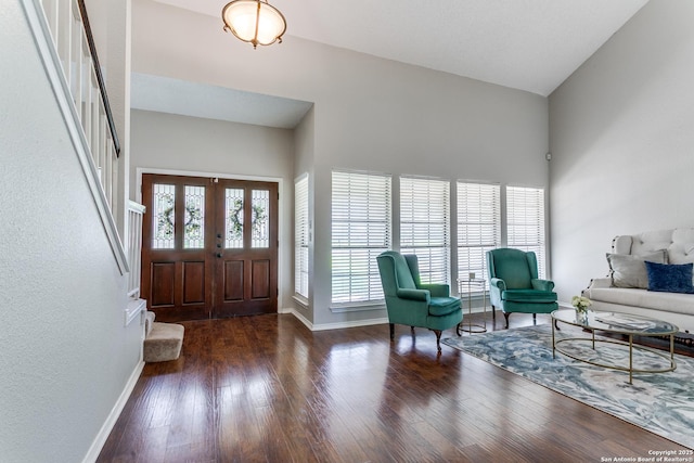 18039 Shady Knl, San Antonio, TX 78258 - foyer featuring wood finished floors, baseboards, and stairway