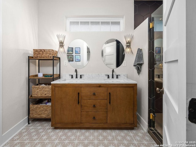 211 W High Ave, San Antonio, TX 78210 - full bathroom with baseboards and double vanity