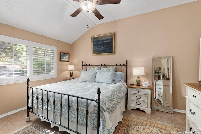 8826 Lost Bnd, San Antonio, TX 78240 - bedroom with baseboards, lofted ceiling, and a ceiling fan