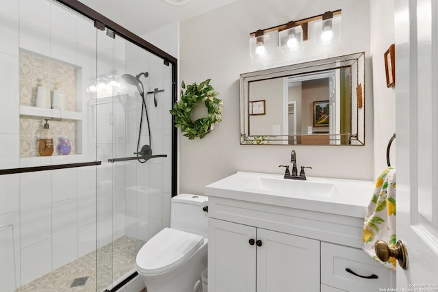 8826 Lost Bnd, San Antonio, TX 78240 - full bath featuring vanity, toilet, a stall shower, and a baseboard heating unit
