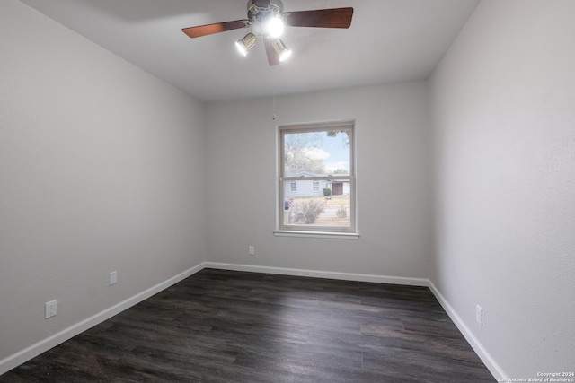 9723 Five Forks St, San Antonio, TX 78245 - unfurnished room featuring dark wood finished floors, a ceiling fan, and baseboards