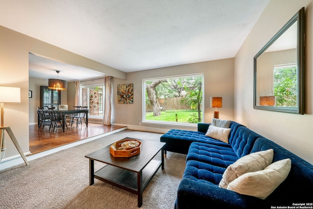 308 Sagecrest, Hollywood Park, TX 78232 - living room featuring carpet and baseboards