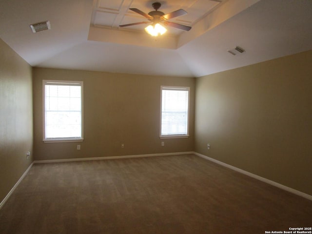 5014 Ashton Audrey, San Antonio, TX 78249 - empty room featuring a raised ceiling, ceiling fan, carpet, and baseboards