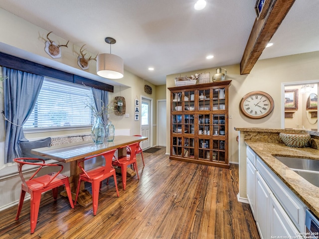 1614 Sunnybrook, New Braunfels, TX 78130 - dining area with dark wood finished floors, recessed lighting, and baseboards