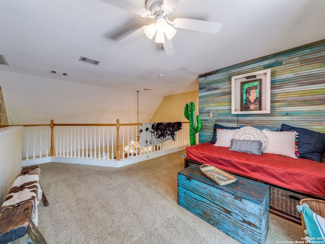 1614 Sunnybrook, New Braunfels, TX 78130 - carpeted bedroom with a ceiling fan and lofted ceiling
