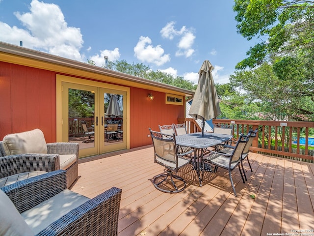 1614 Sunnybrook, New Braunfels, TX 78130 - wooden deck featuring french doors and outdoor dining area